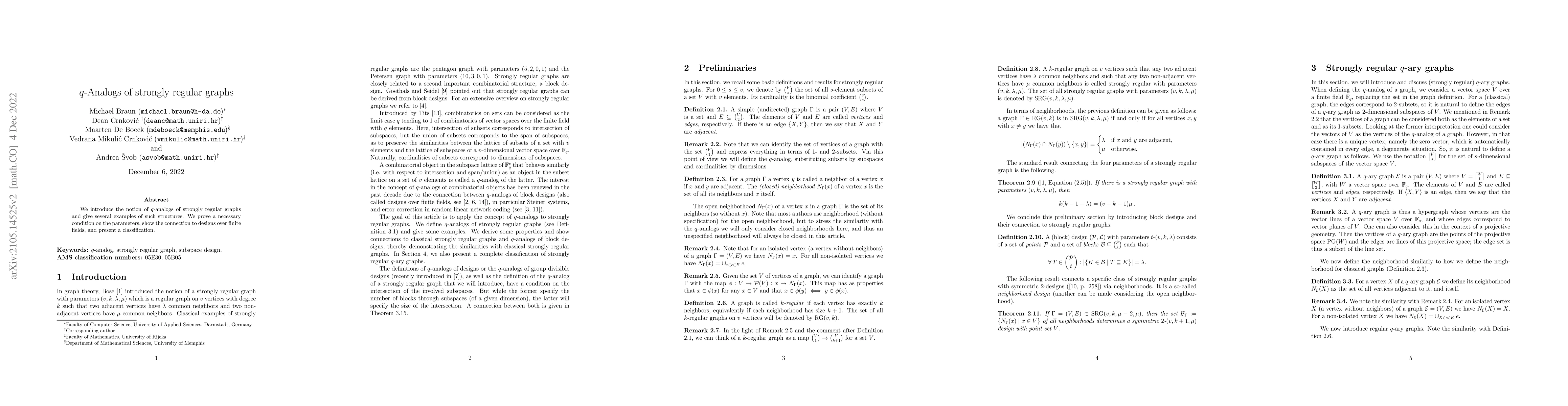 Thumbnail for $q$-Analogs of strongly regular graphs