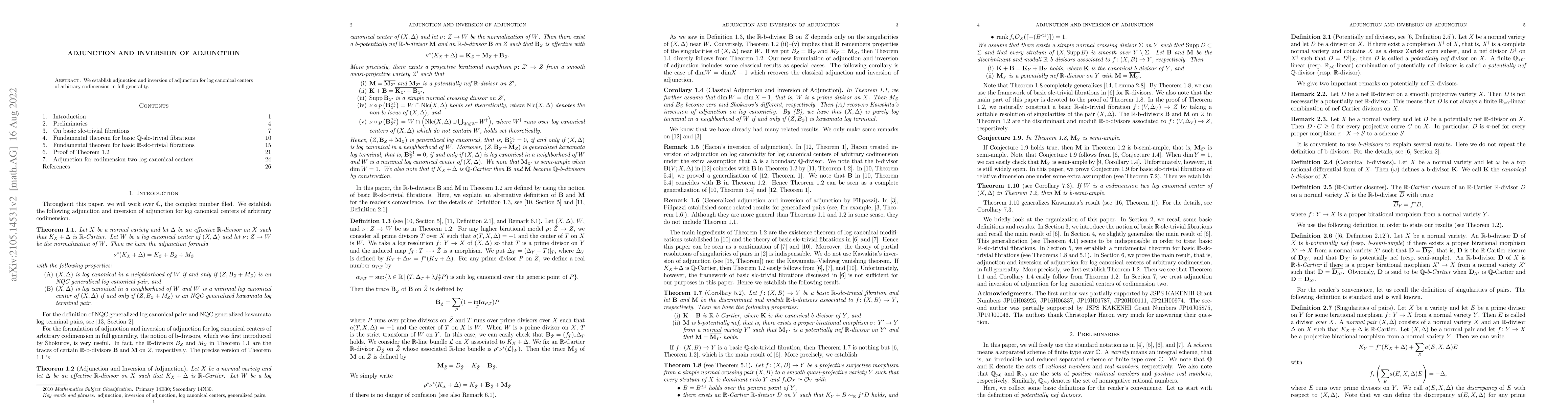 Thumbnail for Adjunction and inversion of adjunction