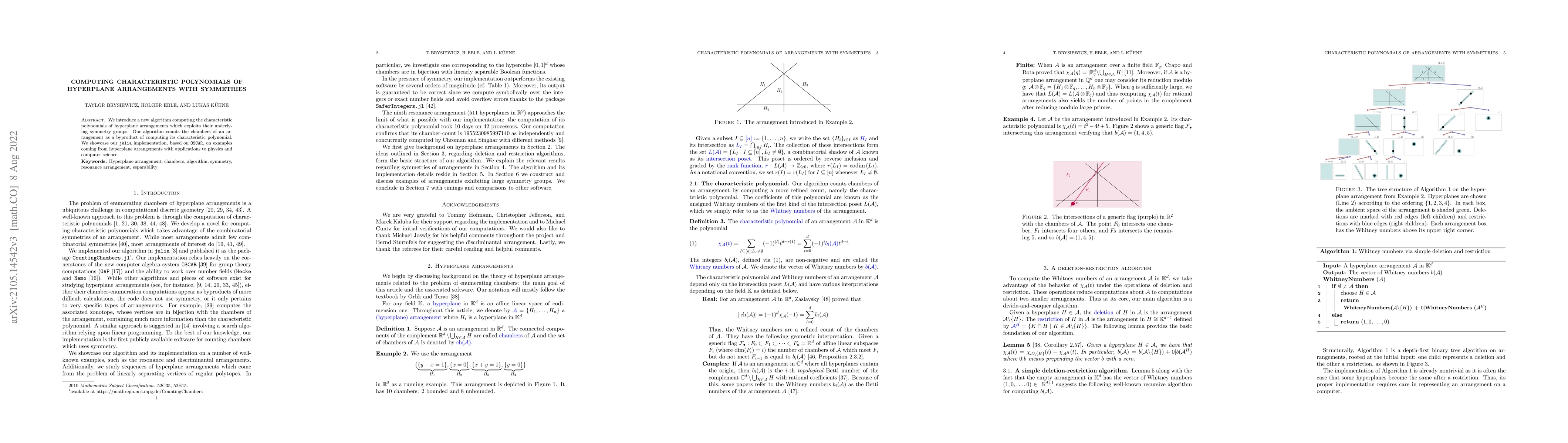 Thumbnail for Computing characteristic polynomials of hyperplane arrangements with
  symmetries