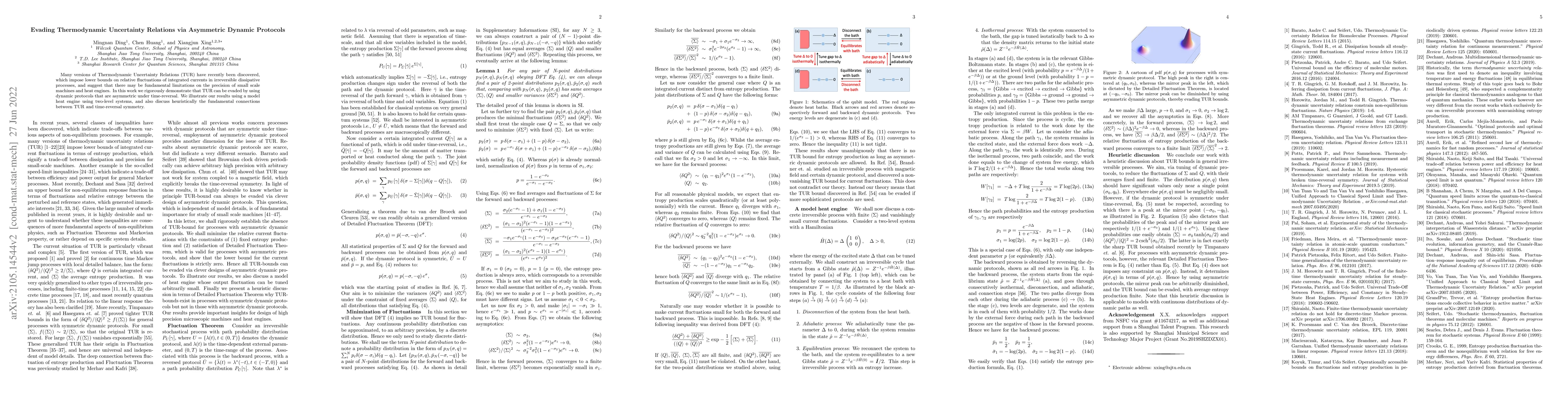 Thumbnail for Evading Thermodynamic Uncertainty Relations via Asymmetric Dynamic
  Protocols