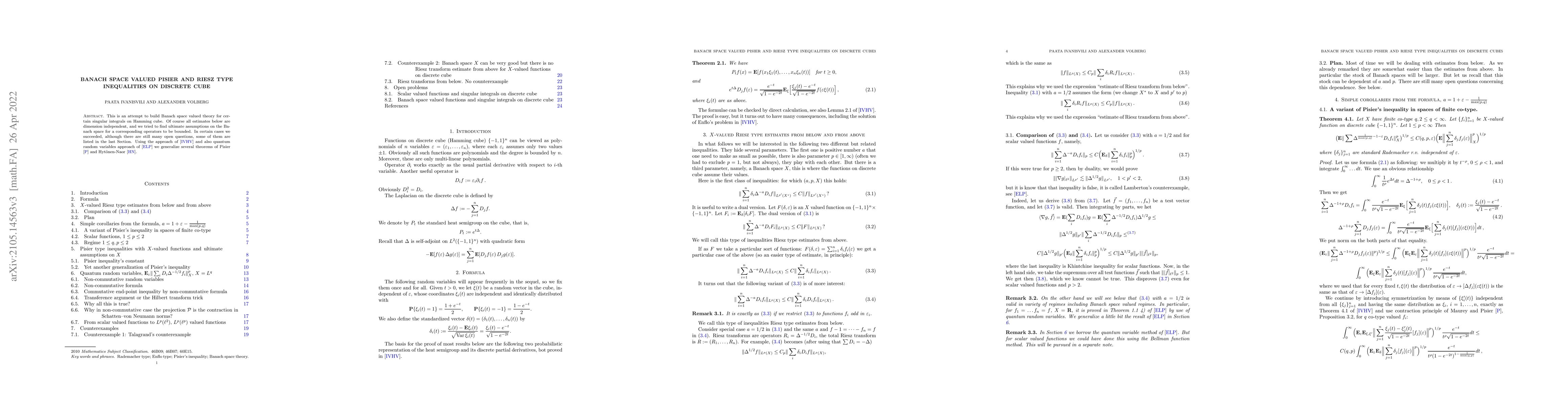 Thumbnail for Banach space valued Pisier and Riesz type inequalities on discrete cube