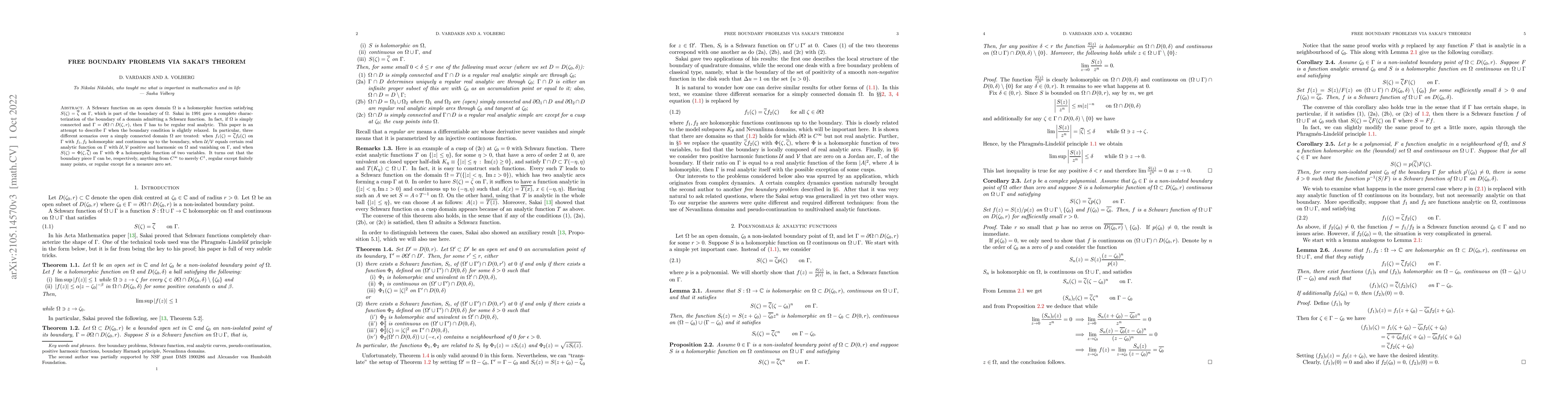 Thumbnail for Free boundary problems via Sakai's theorem