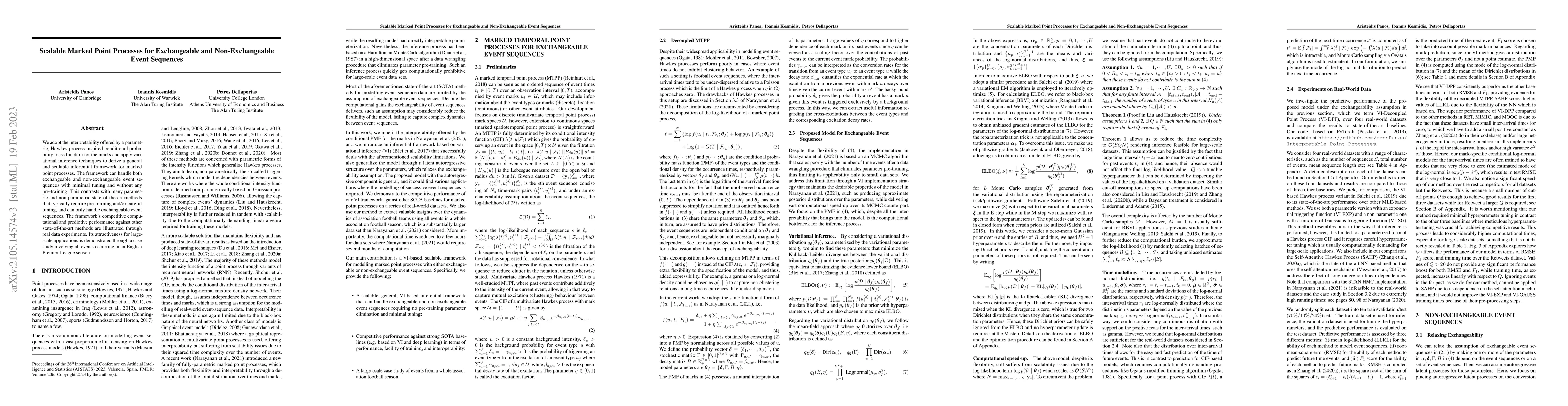 Thumbnail for Scalable Marked Point Processes for Exchangeable and Non-Exchangeable
  Event Sequences