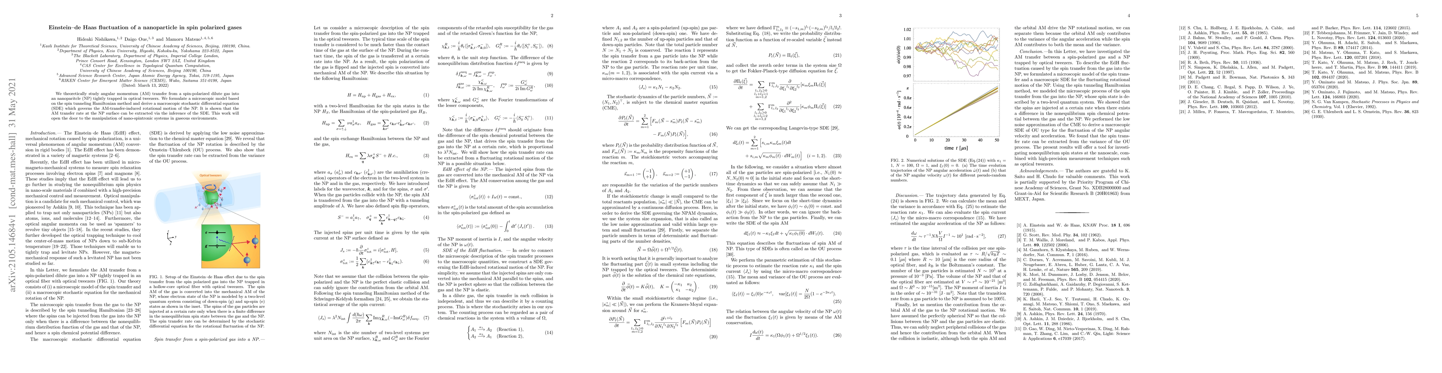Thumbnail for Einstein--de Haas fluctuation of a nanoparticle in spin polarized gases