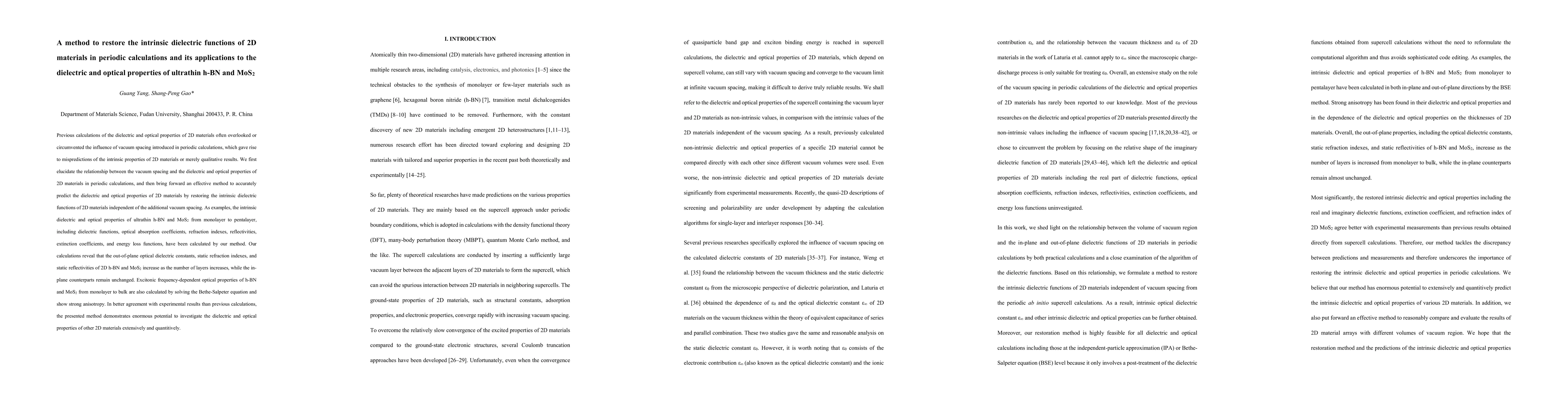 Thumbnail for A method to restore the intrinsic dielectric functions of 2D materials
  in periodic calculations and its applications to the dielectric and optical
  properties of ultrathin h-BN and MoS2