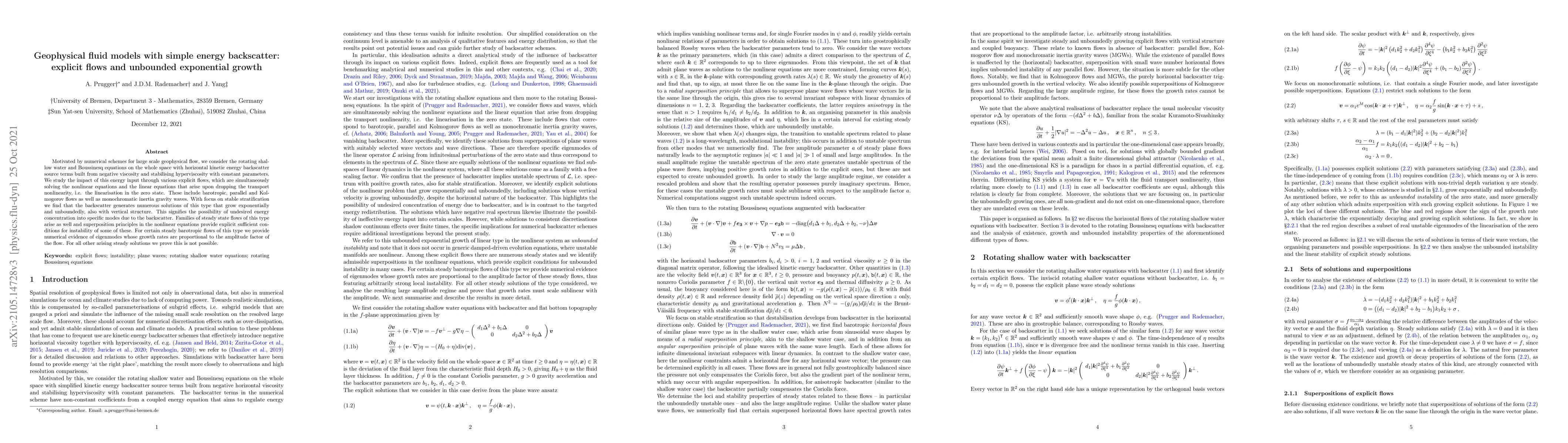 Thumbnail for Geophysical fluid models with simple energy backscatter: explicit flows
  and unbounded exponential growth