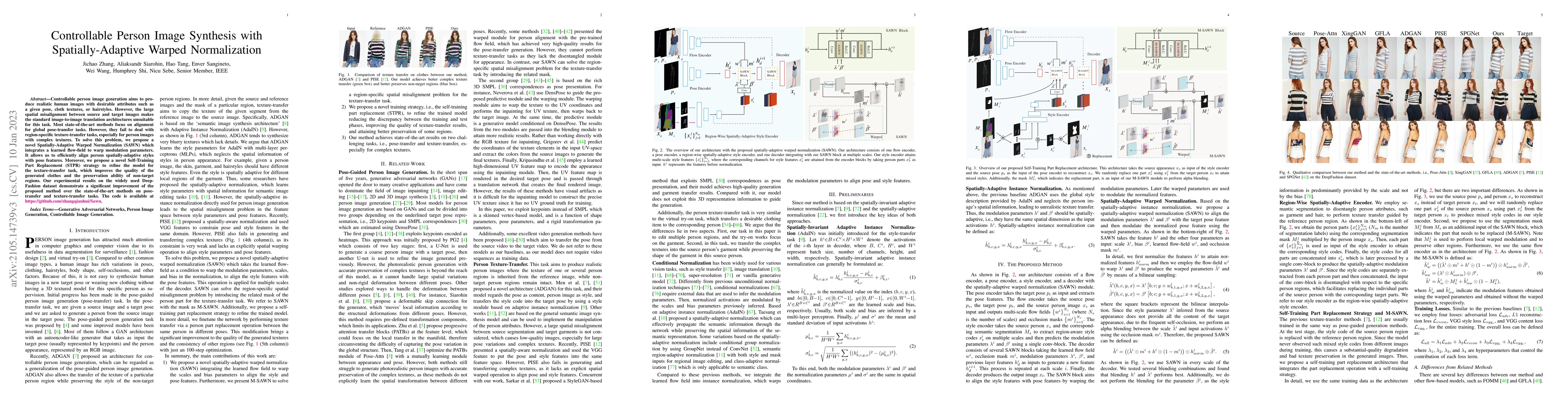Thumbnail for Controllable Person Image Synthesis with Spatially-Adaptive Warped
  Normalization