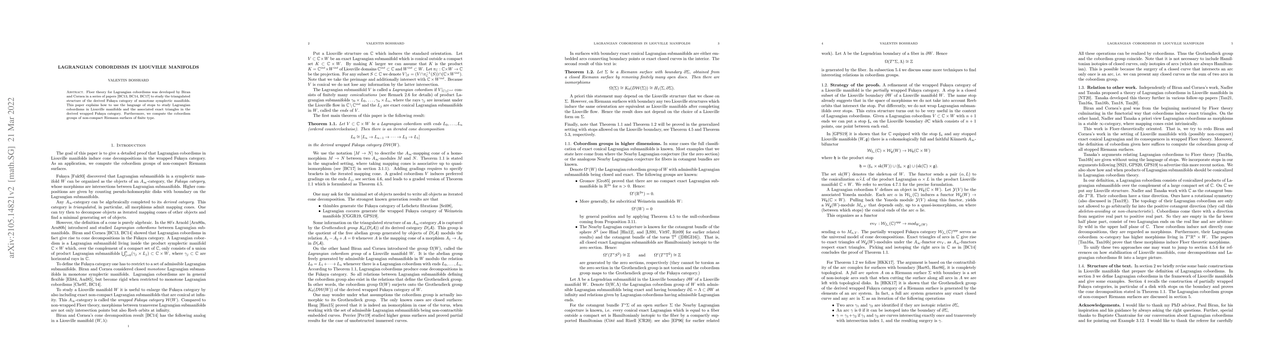 Thumbnail for Lagrangian Cobordisms in Liouville manifolds