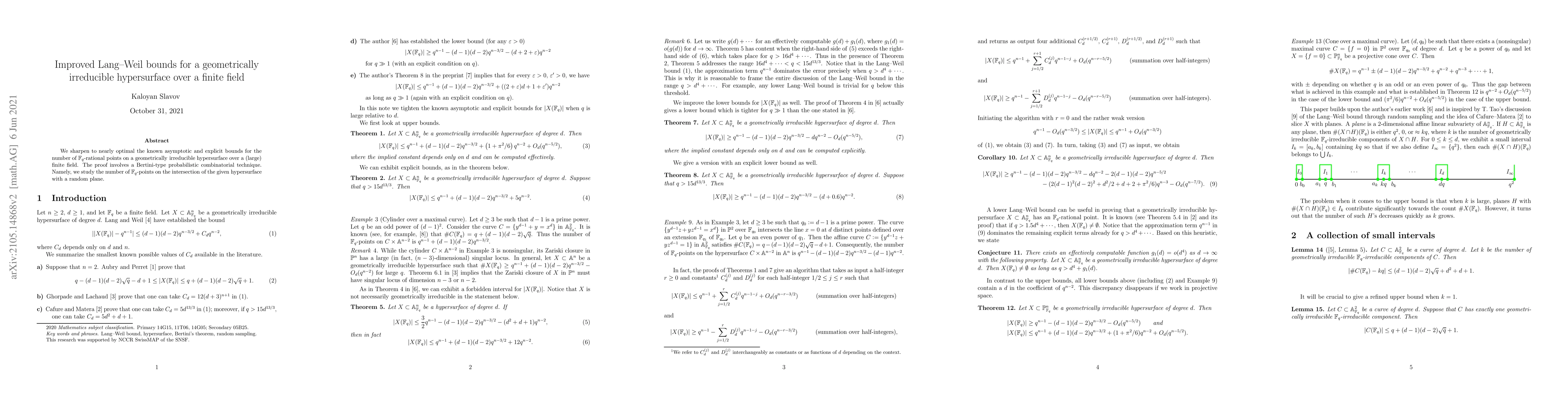 Thumbnail for Improved Lang--Weil bounds for a geometrically irreducible hypersurface
  over a finite field