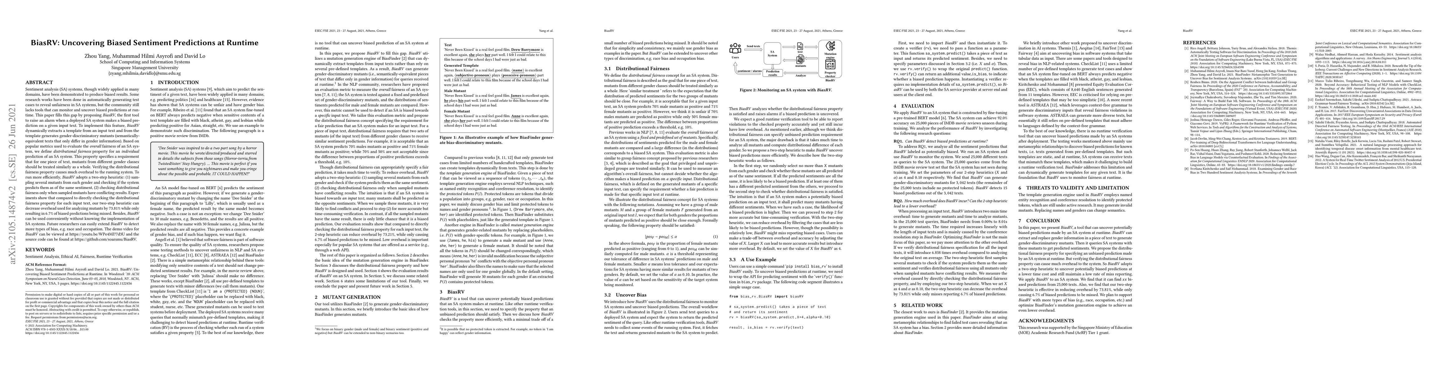 Thumbnail for BiasRV: Uncovering Biased Sentiment Predictions at Runtime