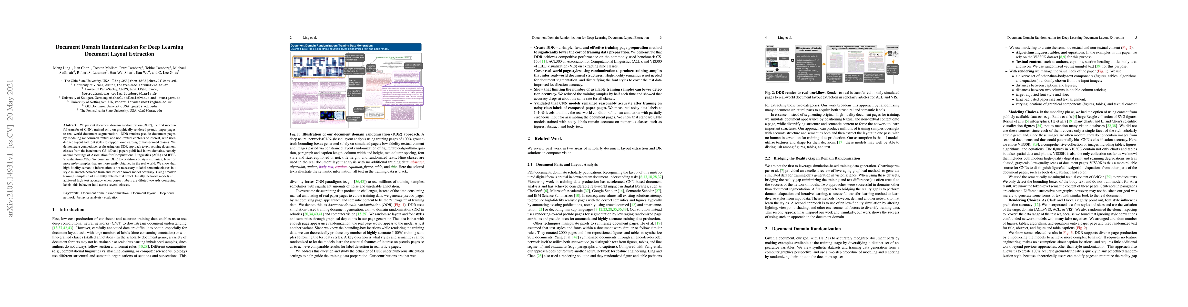 Thumbnail for Document Domain Randomization for Deep Learning Document Layout
  Extraction
