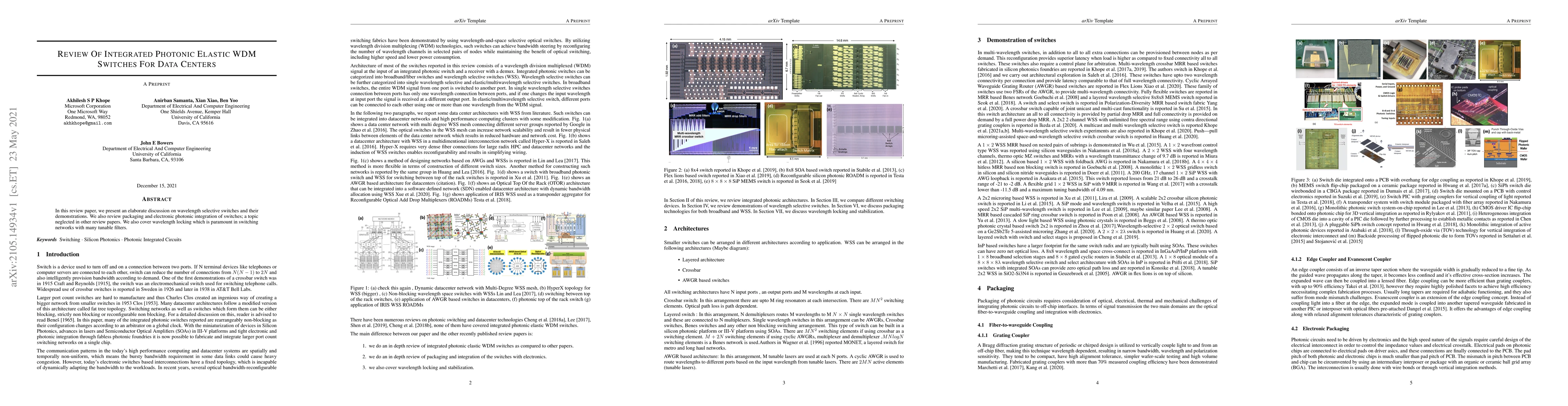 Thumbnail for Review Of Integrated Photonic Elastic WDM Switches For Data Centers