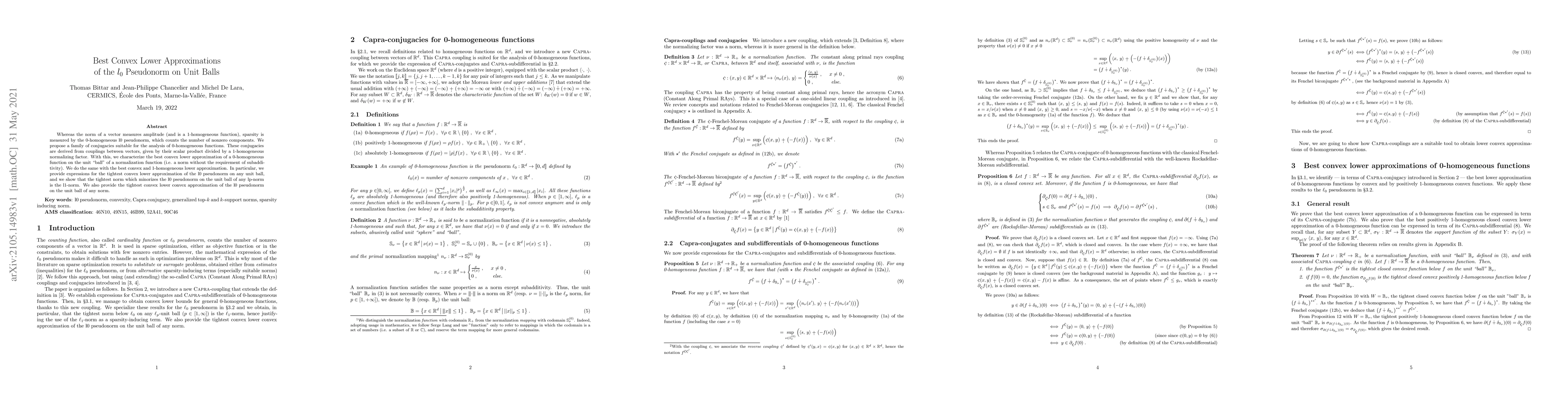 Thumbnail for Best Convex Lower Approximations of the l 0 Pseudonorm on Unit Balls