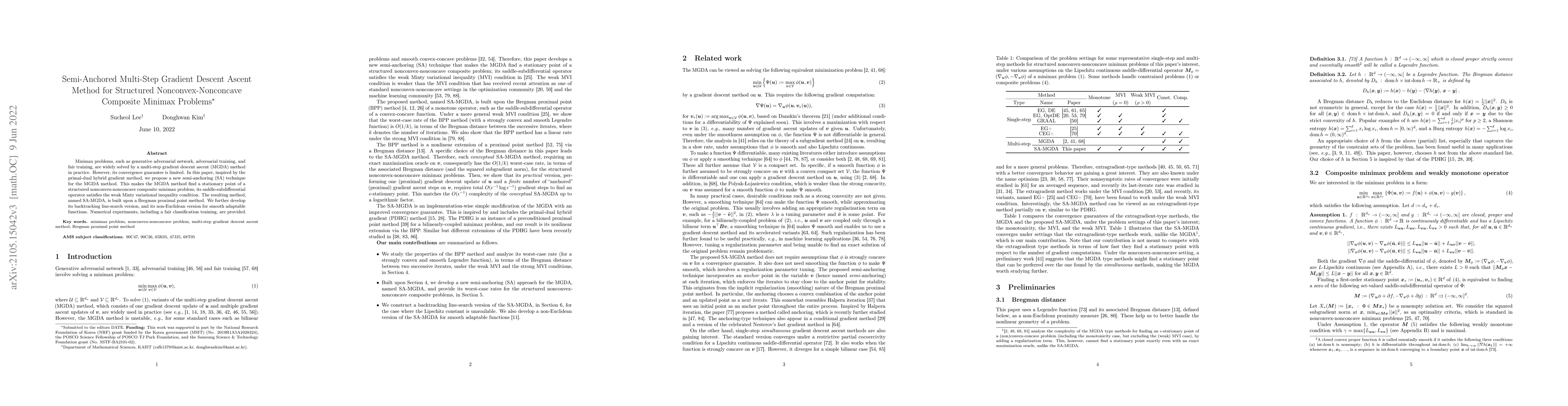 Thumbnail for Semi-Anchored Multi-Step Gradient Descent Ascent Method for Structured
  Nonconvex-Nonconcave Composite Minimax Problems