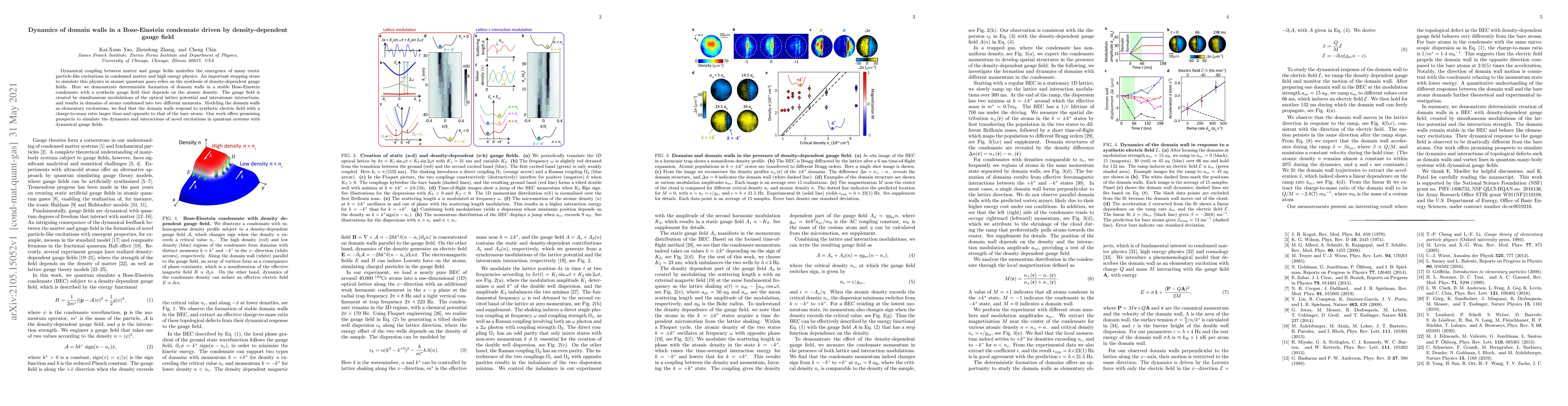 Thumbnail for Dynamics of domain walls in a Bose-Einstein condensate driven by
  density-dependent gauge field