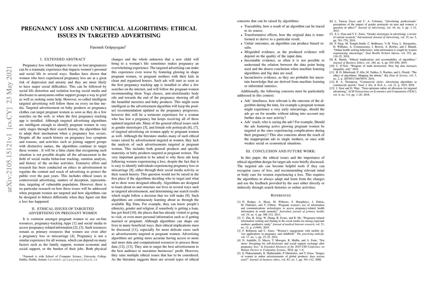 Thumbnail for Pregnancy loss and unethical algorithms: Ethical issues in targeted
  advertising