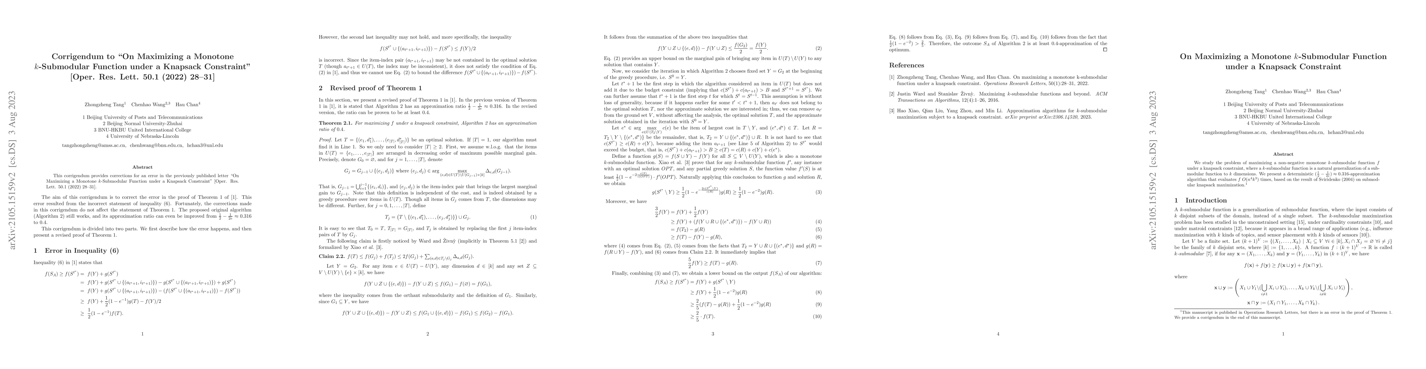 Thumbnail for On maximizing a monotone $k$-submodular function under a knapsack
  constraint