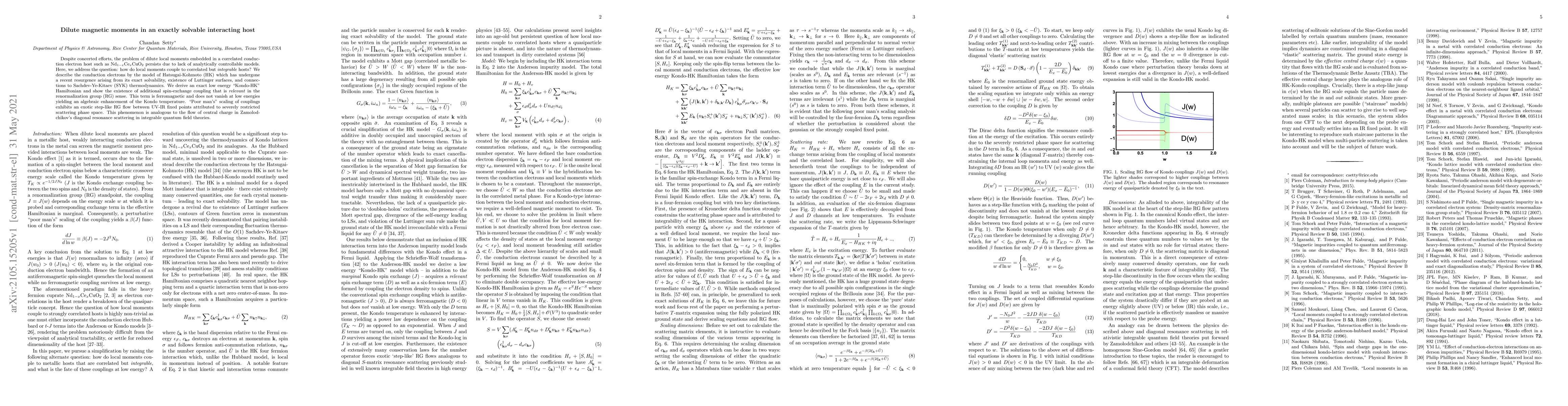 Thumbnail for Dilute magnetic moments in an exactly solvable interacting host