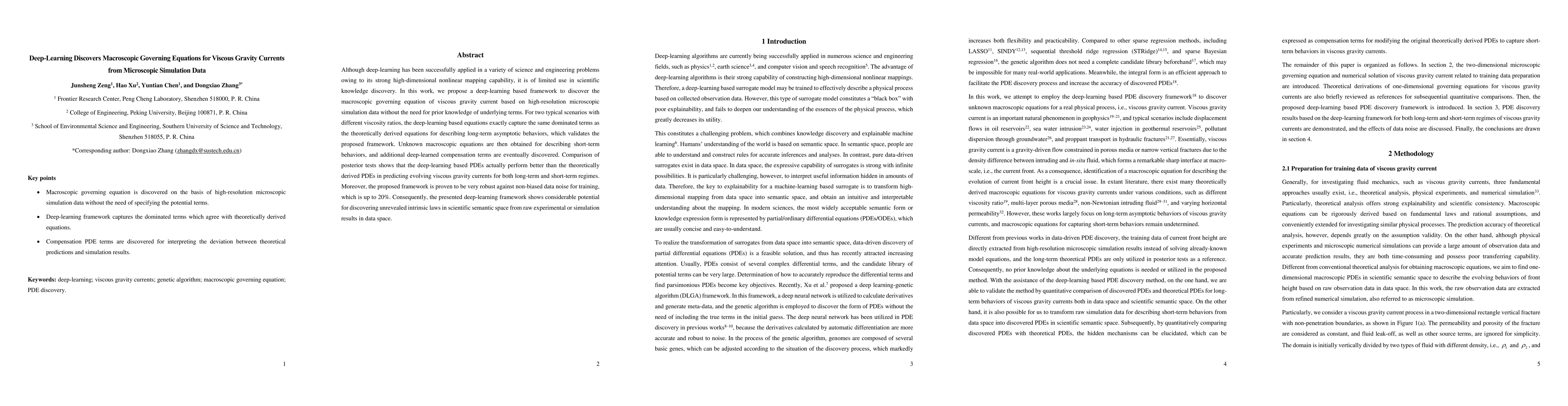 Thumbnail for Deep-Learning Discovers Macroscopic Governing Equations for Viscous
  Gravity Currents from Microscopic Simulation Data