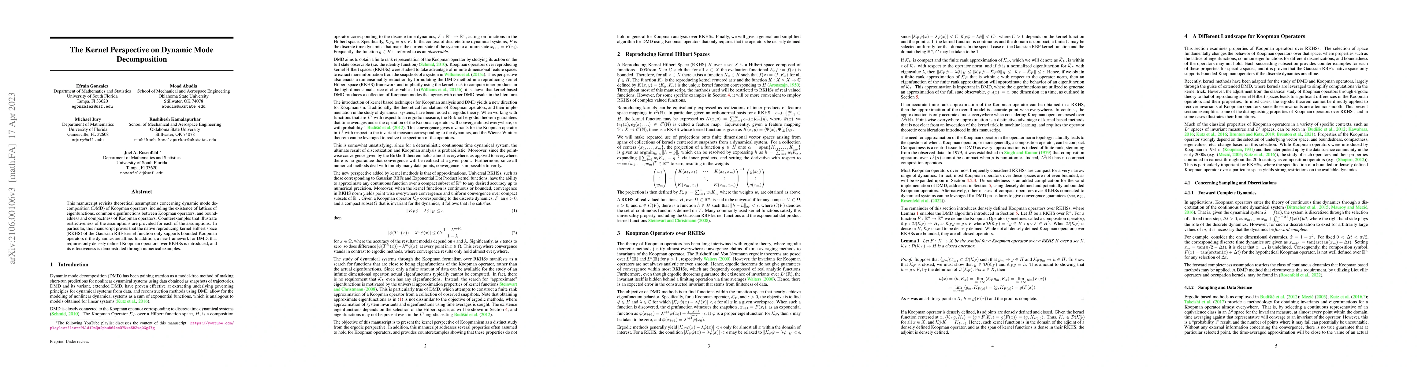 Thumbnail for The kernel perspective on dynamic mode decomposition