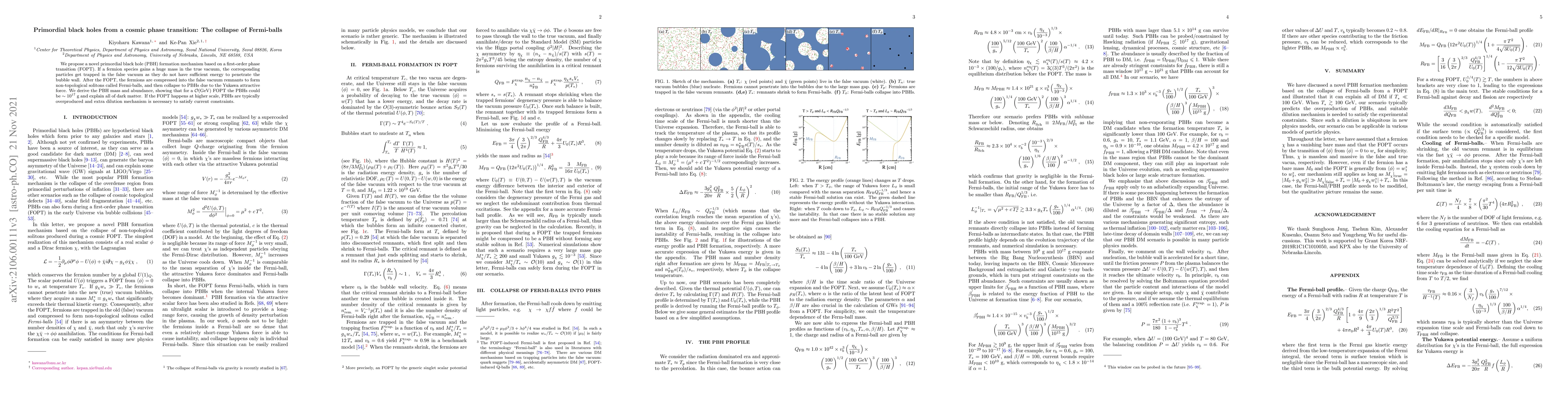 Thumbnail for Primordial black holes from a cosmic phase transition: The collapse of
  Fermi-balls