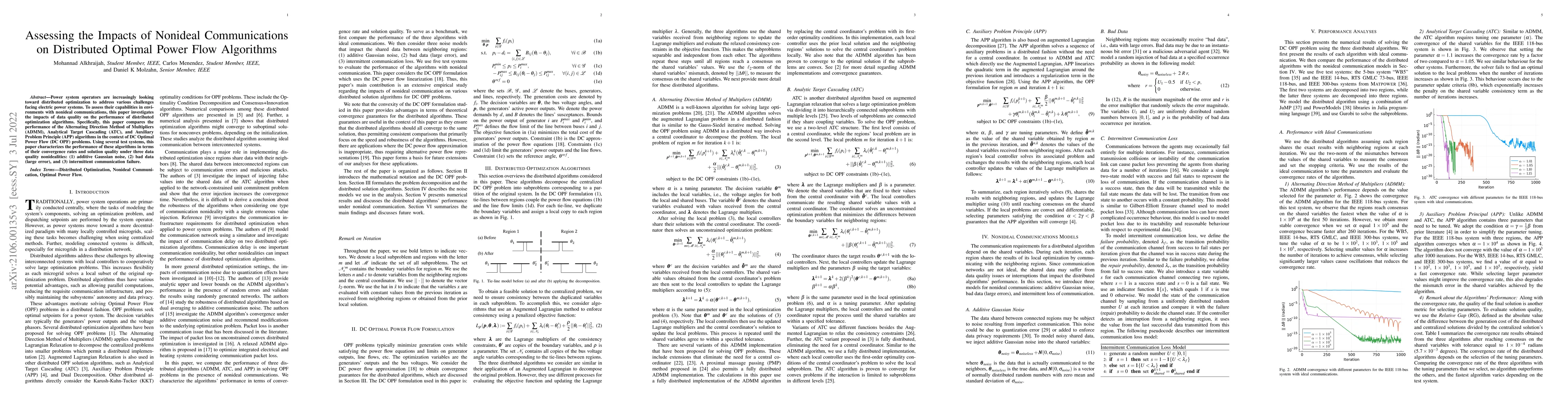 Thumbnail for Assessing the Impacts of Nonideal Communications on Distributed Optimal
  Power Flow Algorithms