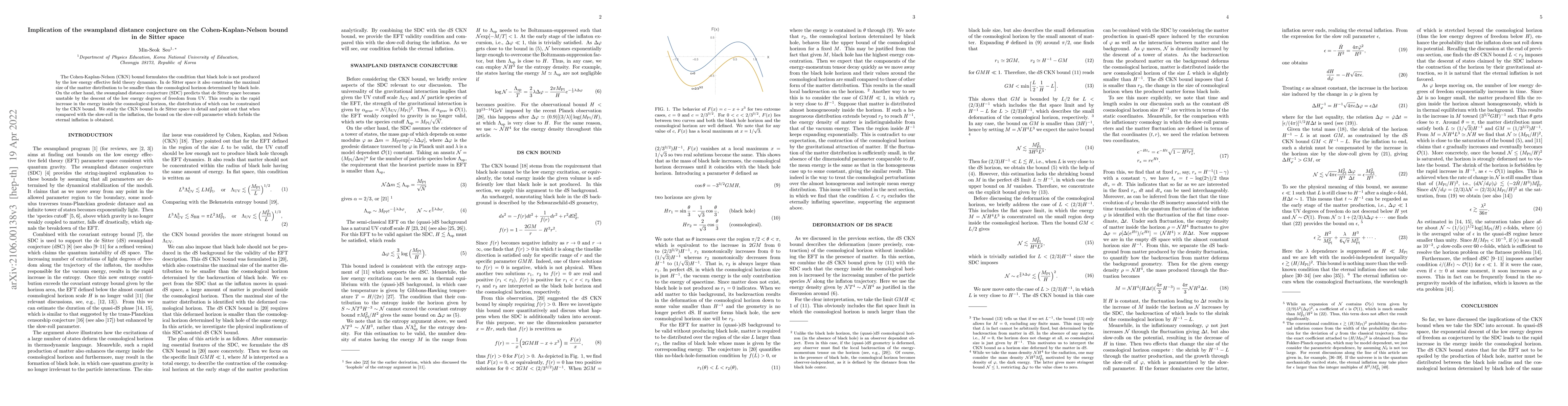 Thumbnail for Implication of the swampland distance conjecture on the
  Cohen-Kaplan-Nelson bound in de Sitter space