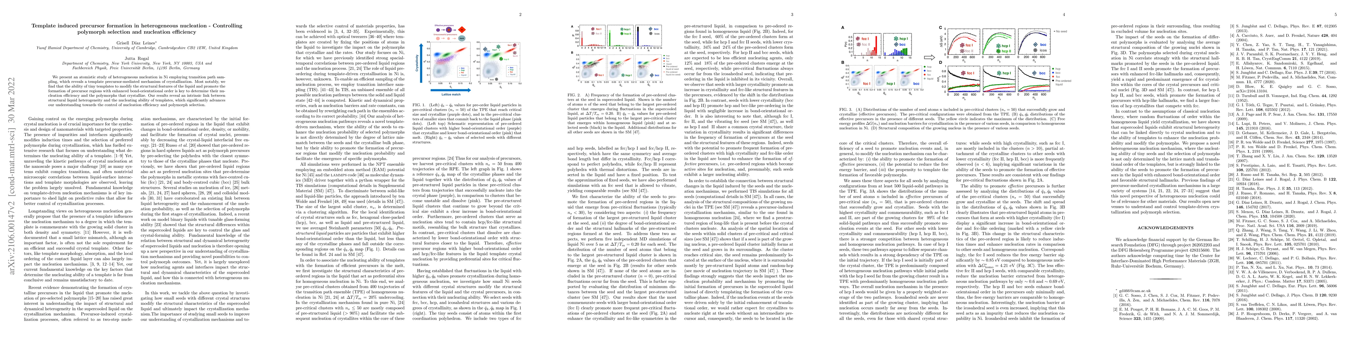 Thumbnail for Template induced precursor formation in heterogeneous nucleation --
  Controlling polymorph selection and nucleation efficiency