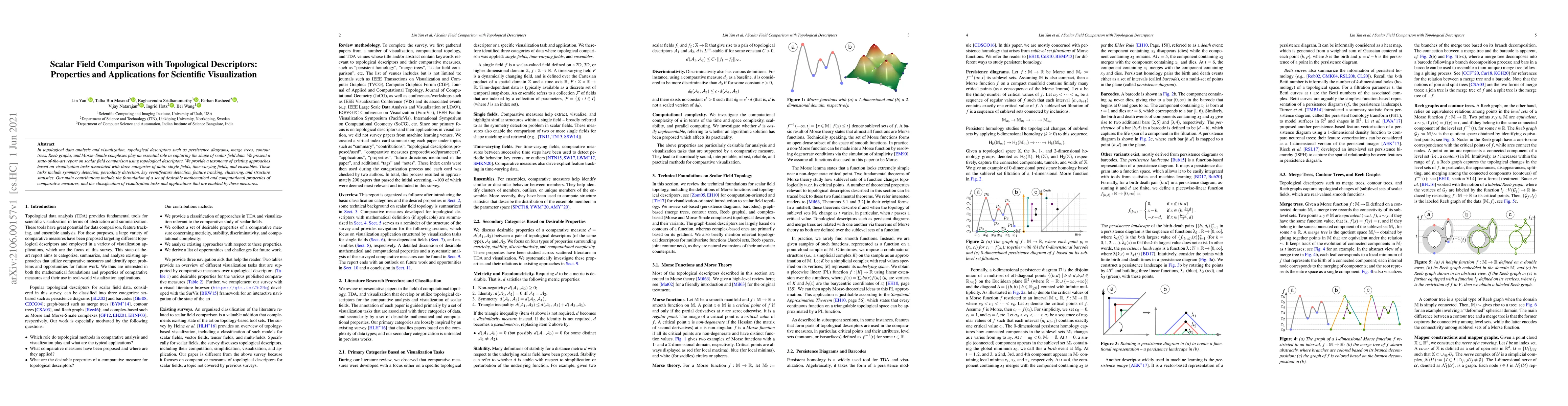 Thumbnail for Scalar Field Comparison with Topological Descriptors: Properties and
  Applications for Scientific Visualization