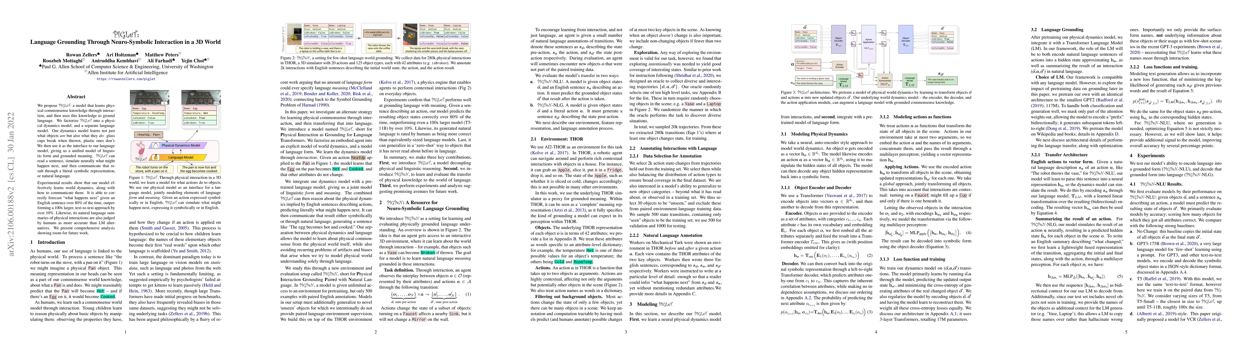 Thumbnail for PIGLeT: Language Grounding Through Neuro-Symbolic Interaction in a 3D
  World