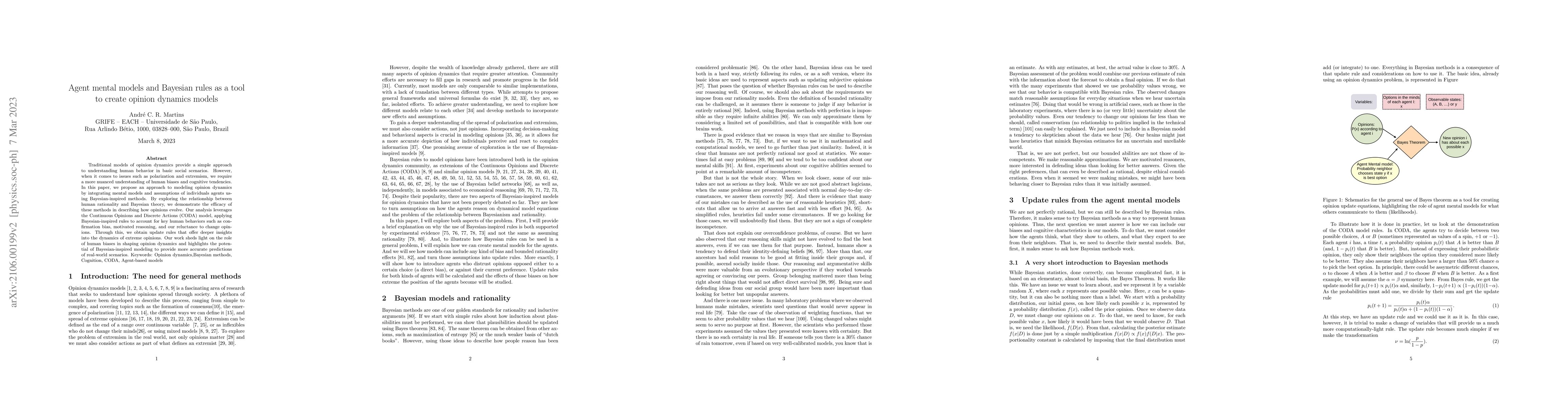 Thumbnail for Agent mental models and Bayesian rules as a tool to create opinion
  dynamics models