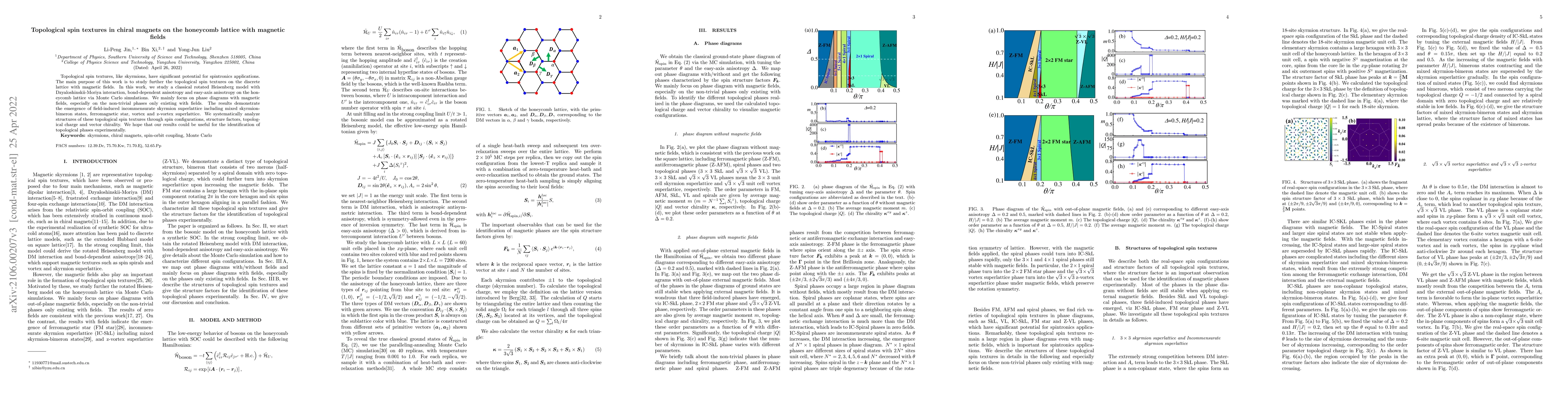 Thumbnail for Topological spin textures in chiral magnets on the honeycomb lattice
  with magnetic fields