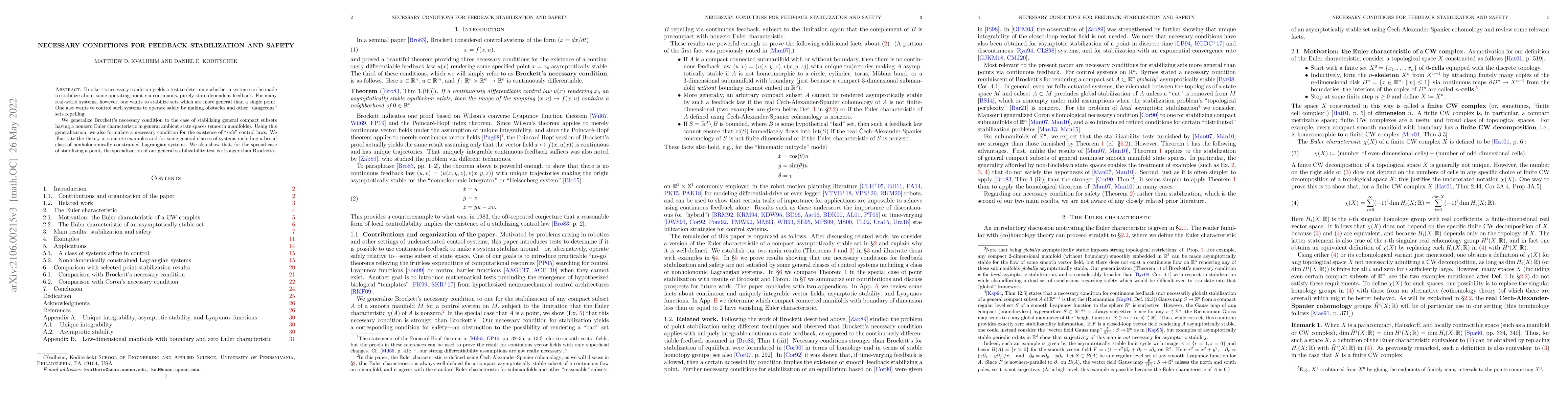 Thumbnail for Necessary conditions for feedback stabilization and safety