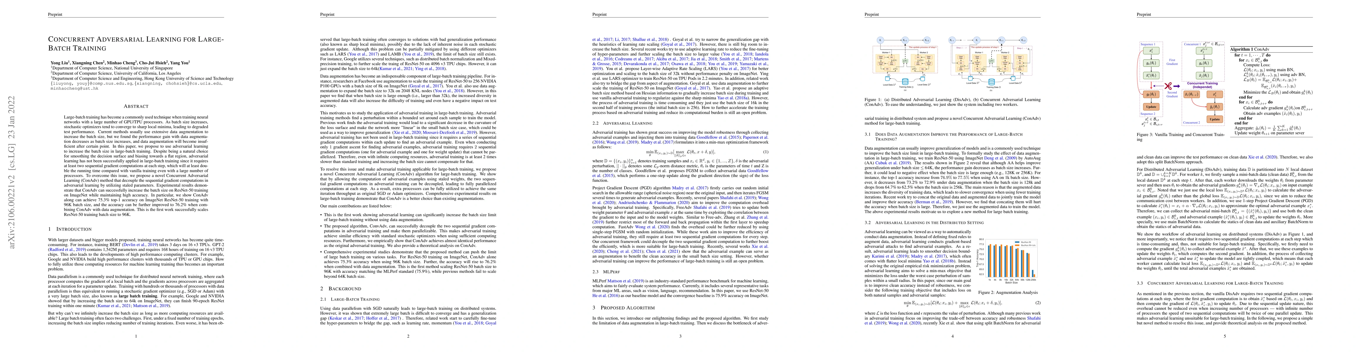 Thumbnail for Concurrent Adversarial Learning for Large-Batch Training