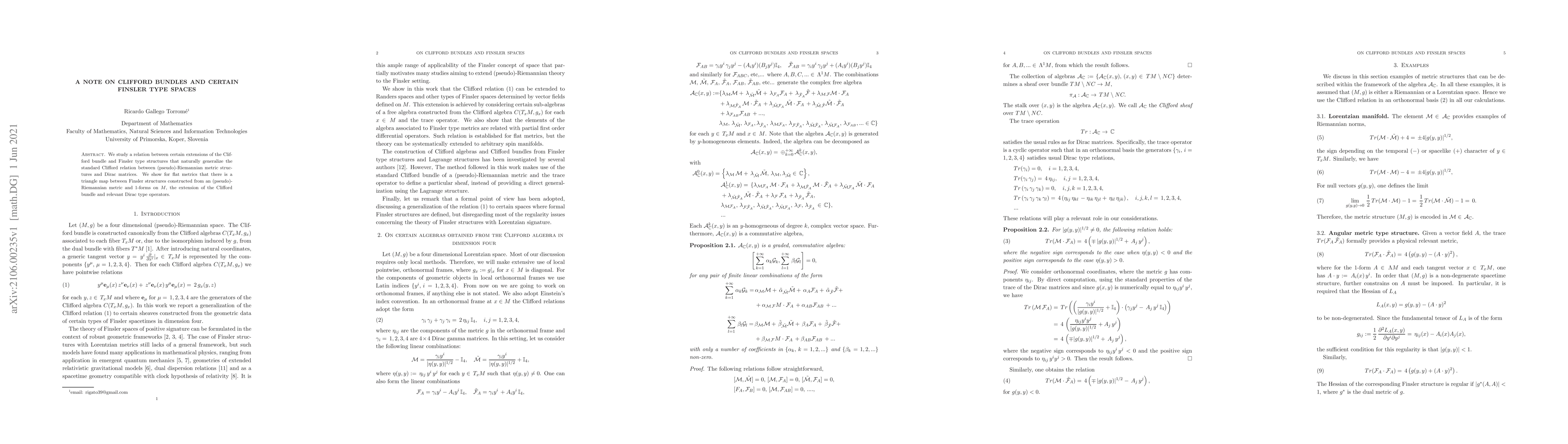 Thumbnail for A note on Clifford bundles and certain Finsler type spaces