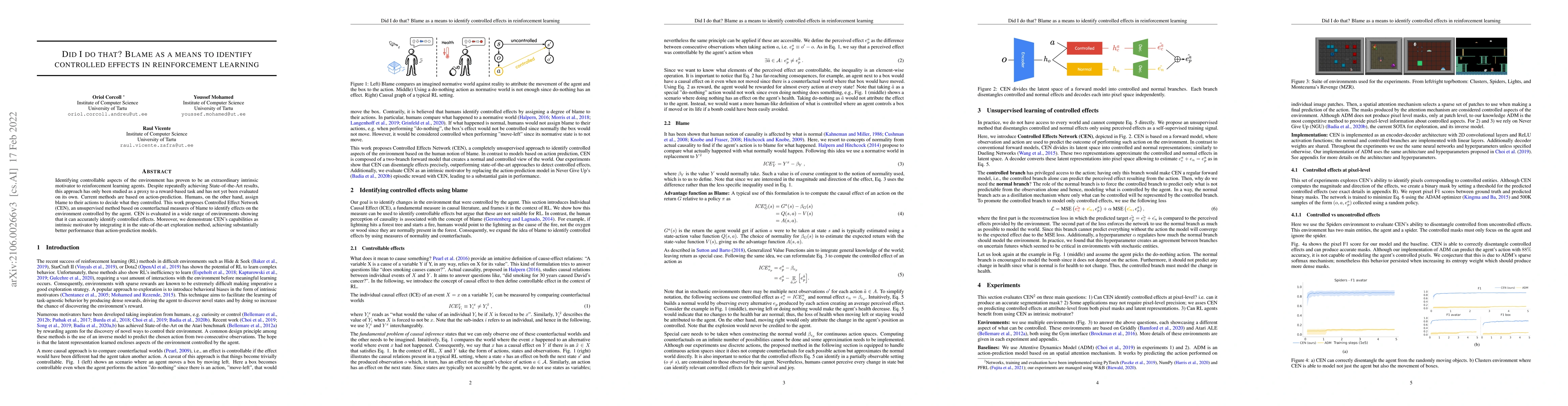 Thumbnail for Did I do that? Blame as a means to identify controlled effects in
  reinforcement learning