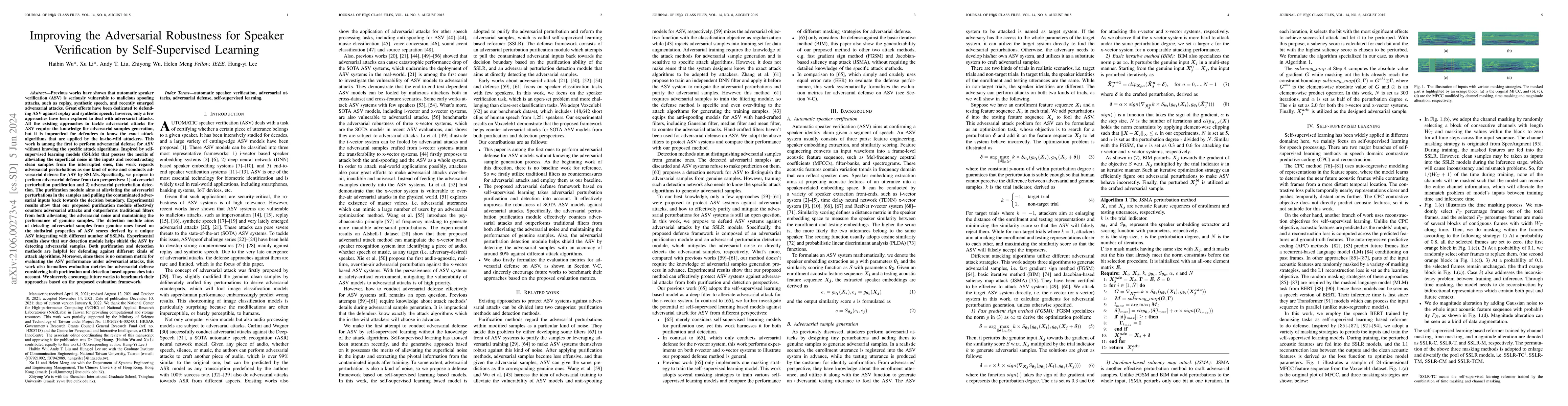 Thumbnail for Improving the Adversarial Robustness for Speaker Verification by
  Self-Supervised Learning