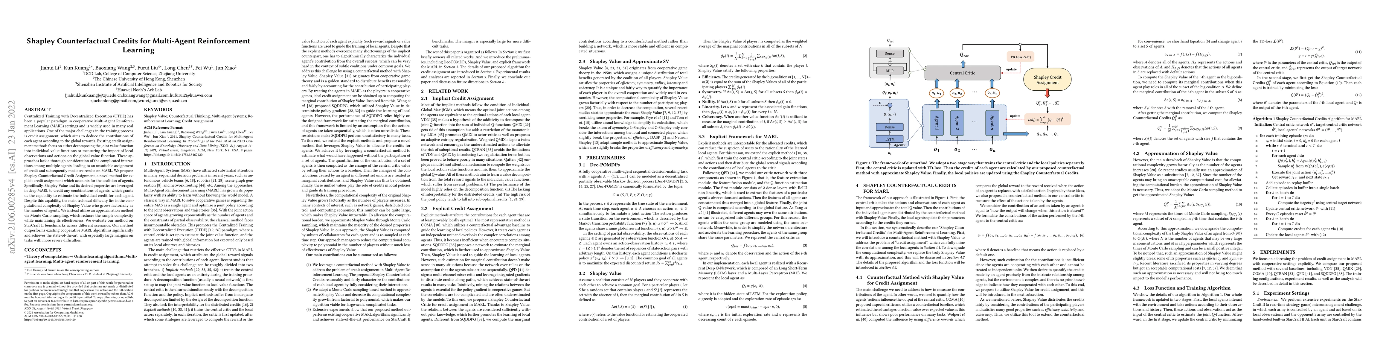 Thumbnail for Shapley Counterfactual Credits for Multi-Agent Reinforcement Learning