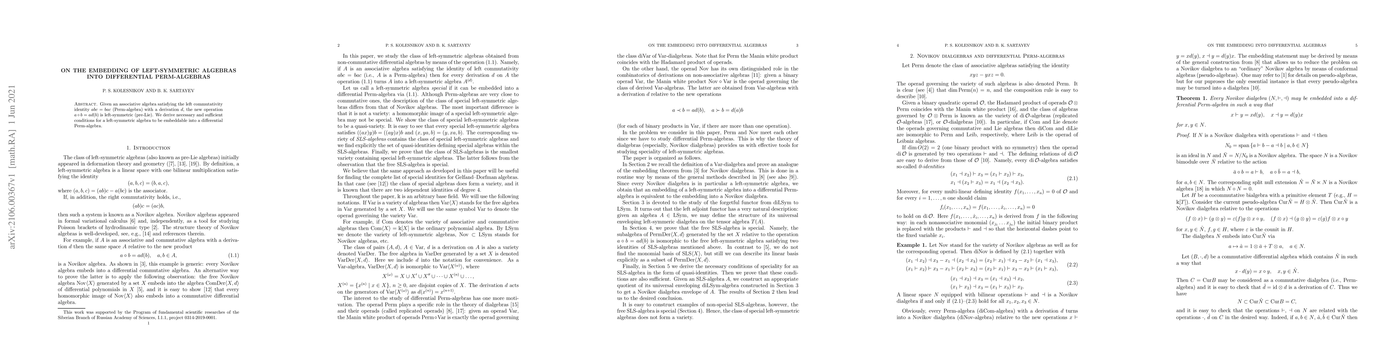 Thumbnail for On the embedding of left-symmetric algebras into differential
  perm-algebras