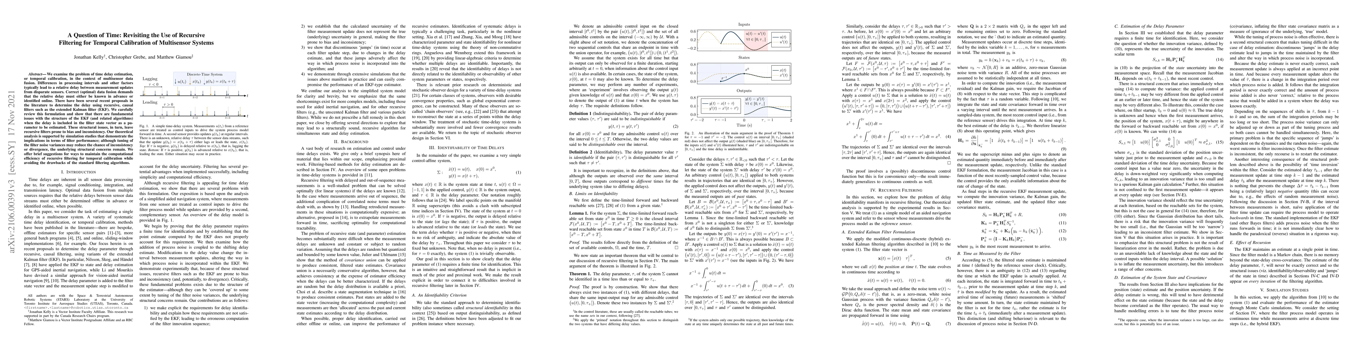 Thumbnail for A Question of Time: Revisiting the Use of Recursive Filtering for
  Temporal Calibration of Multisensor Systems