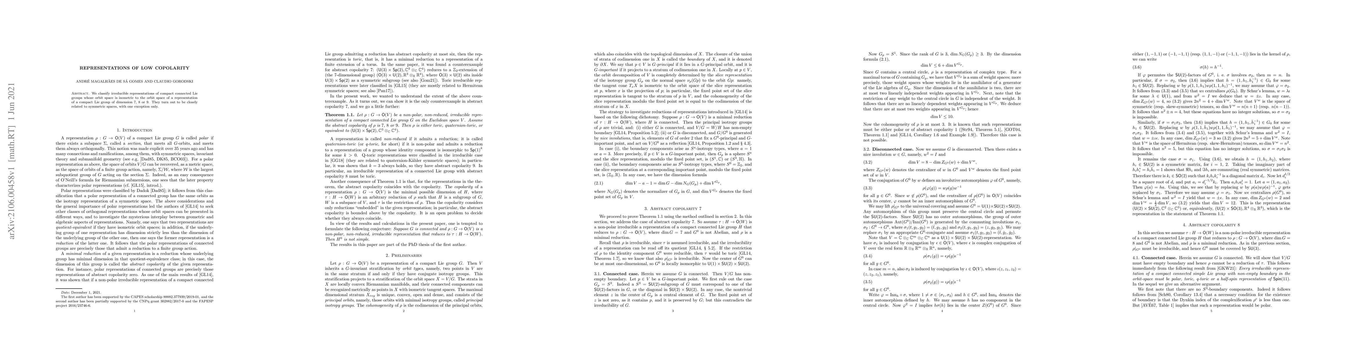 Thumbnail for Representations of low copolarity