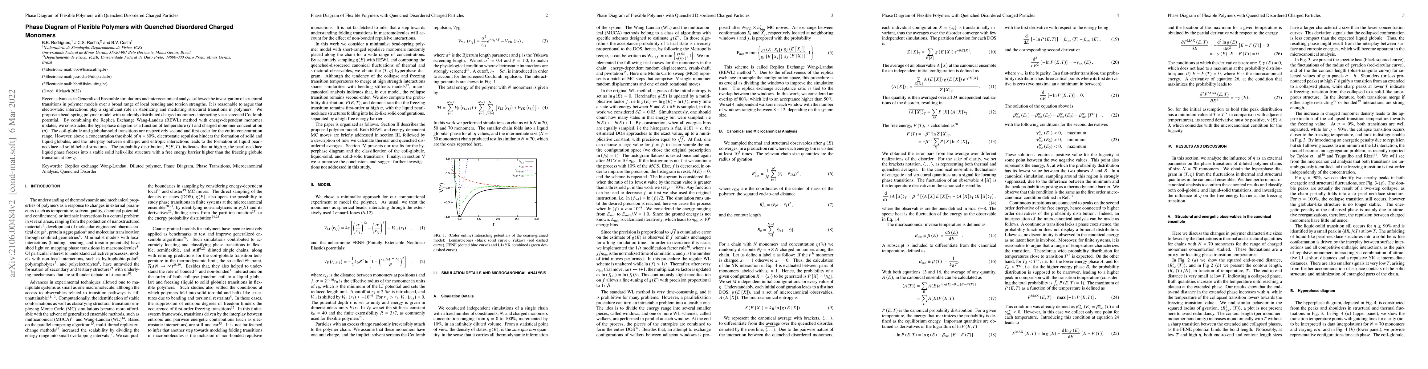 Thumbnail for Phase Diagram of Flexible Polymers with Quenched Disordered Charged
  Monomers