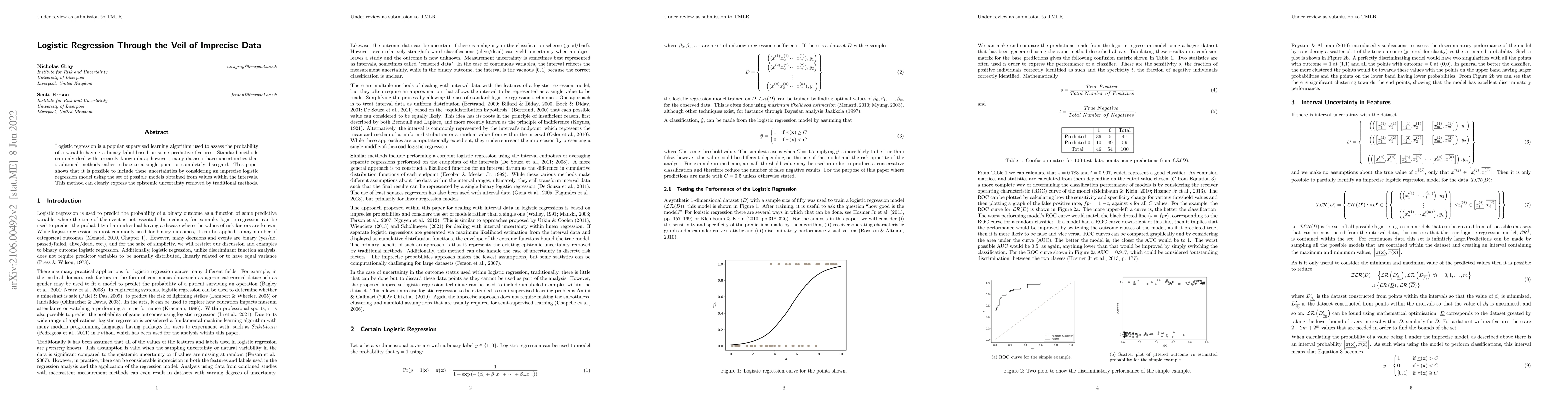 Thumbnail for Logistic Regression Through the Veil of Imprecise Data