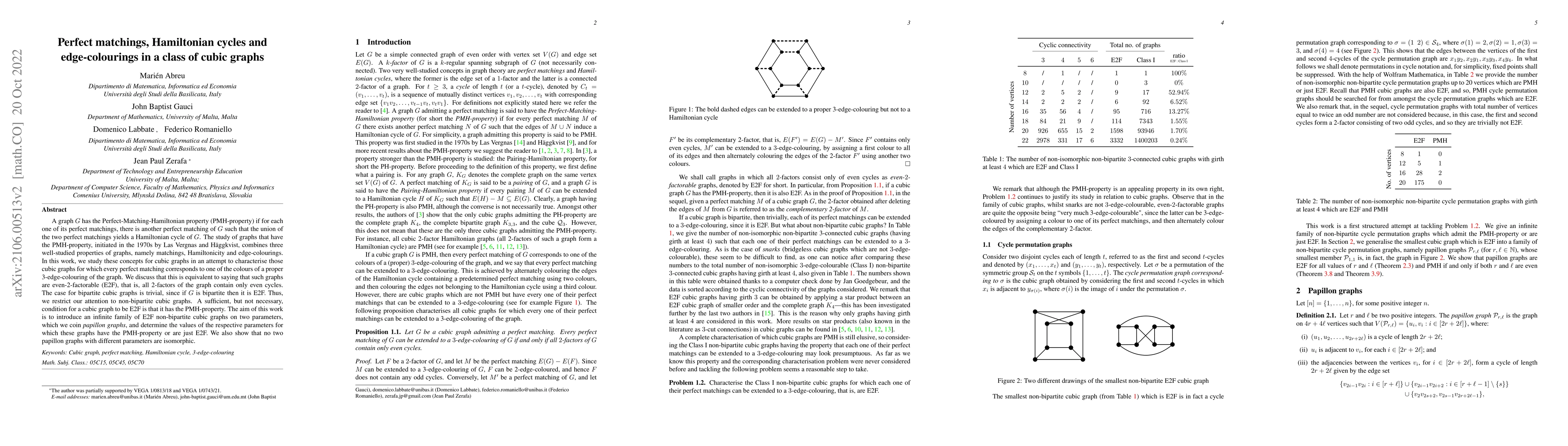 Thumbnail for Perfect matchings, Hamiltonian cycles and edge-colourings in a class of
  cubic graphs