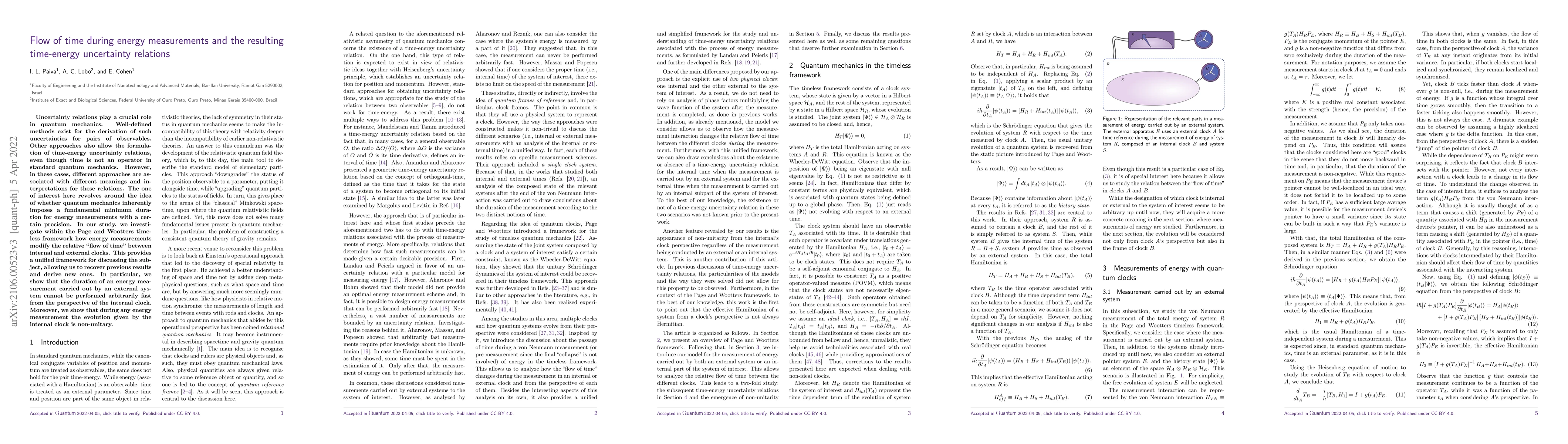 Thumbnail for Flow of time during energy measurements and the resulting time-energy
  uncertainty relations
