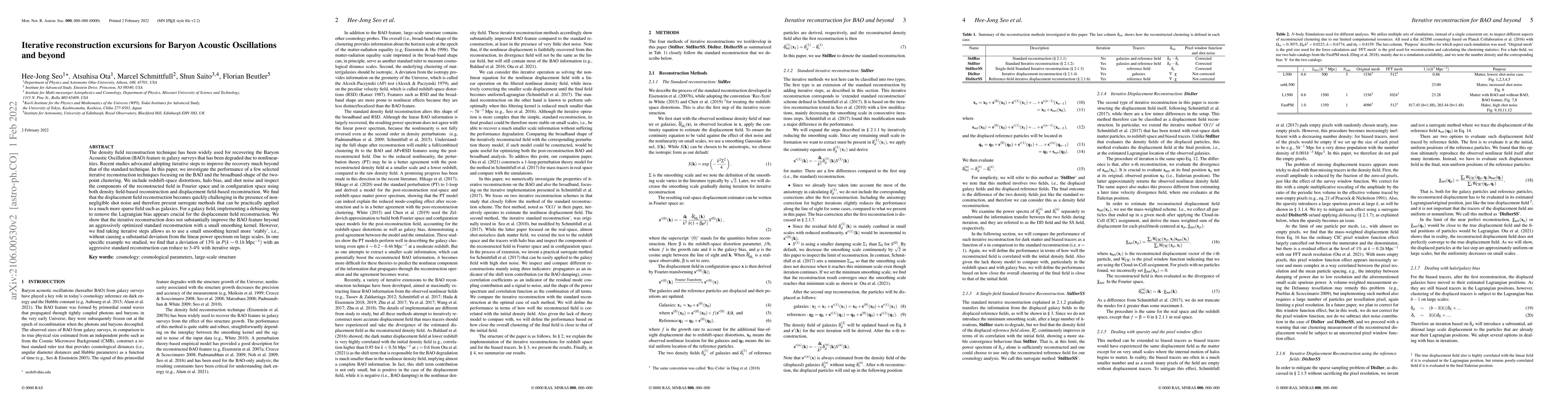 Thumbnail for Iterative reconstruction excursions for Baryon Acoustic Oscillations and
  beyond