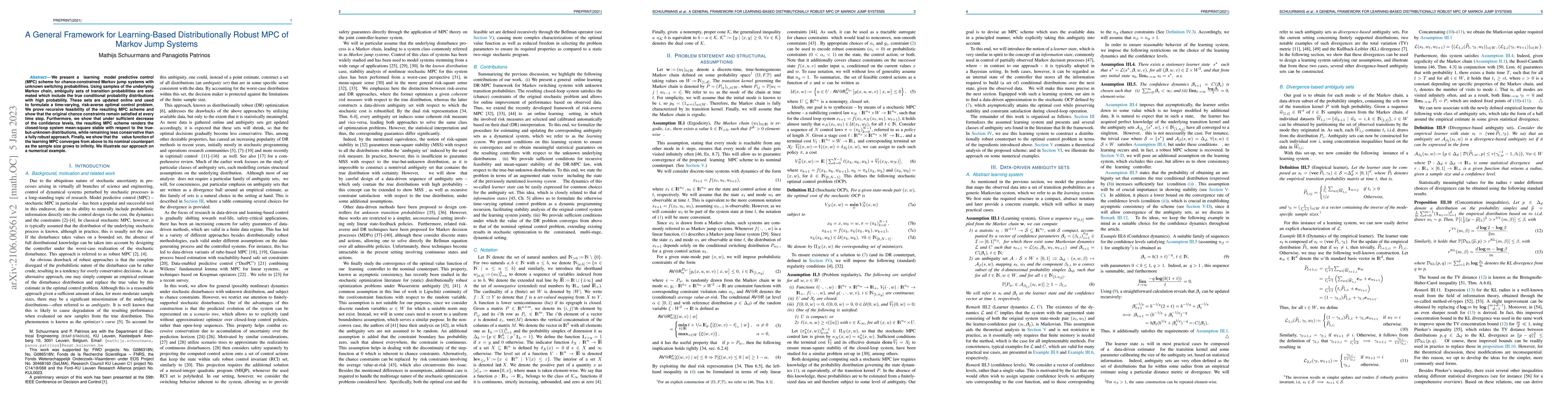 Thumbnail for A General Framework for Learning-Based Distributionally Robust MPC of
  Markov Jump Systems