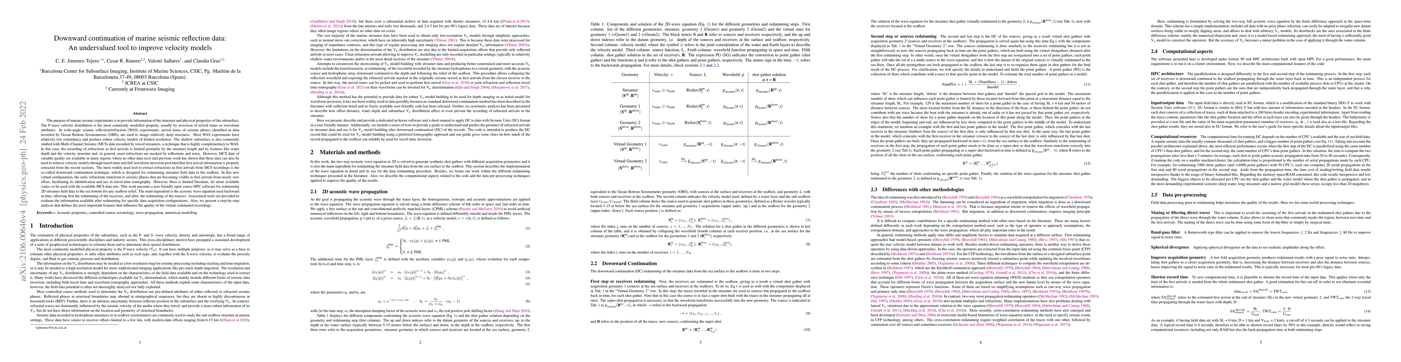 Thumbnail for Downward continuation of marine seismic reflection data: An undervalued
  tool to improve velocity models