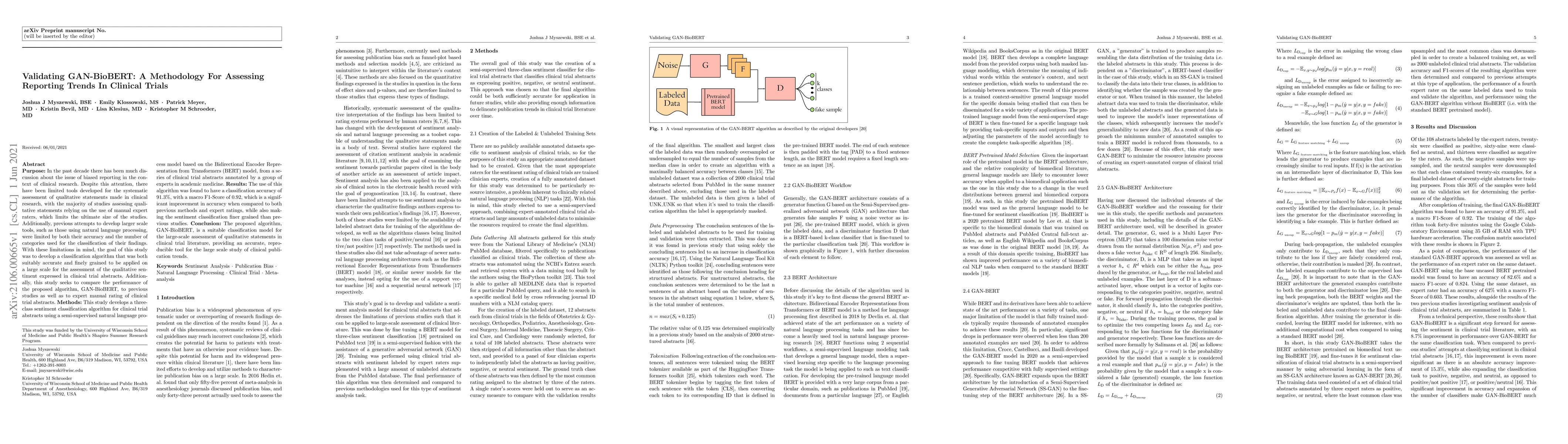Thumbnail for Validating GAN-BioBERT: A Methodology For Assessing Reporting Trends In
  Clinical Trials