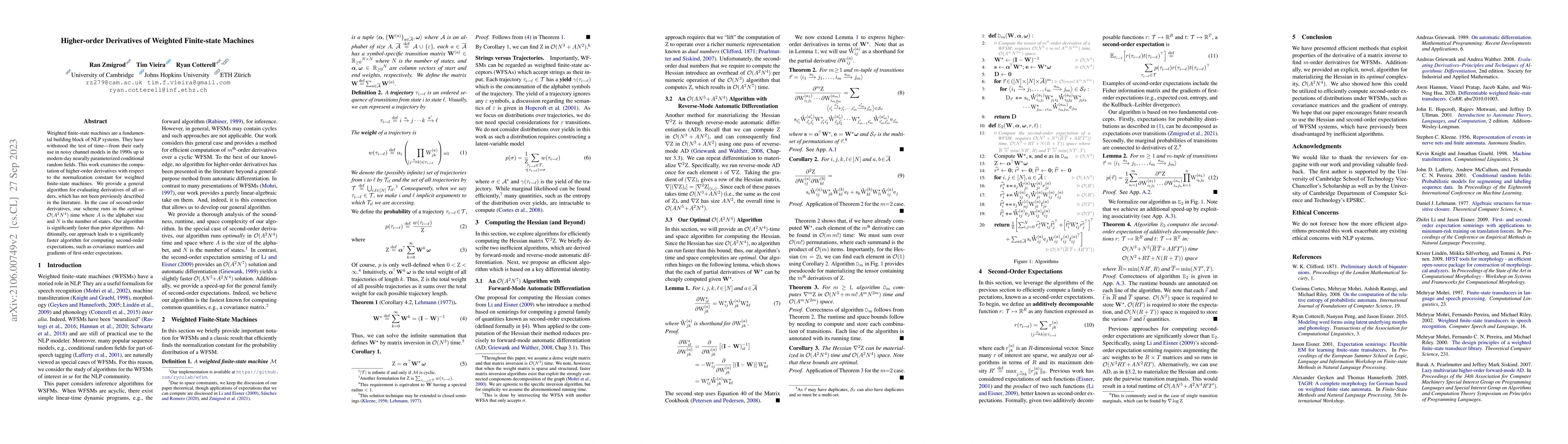 Thumbnail for Higher-order Derivatives of Weighted Finite-state Machines